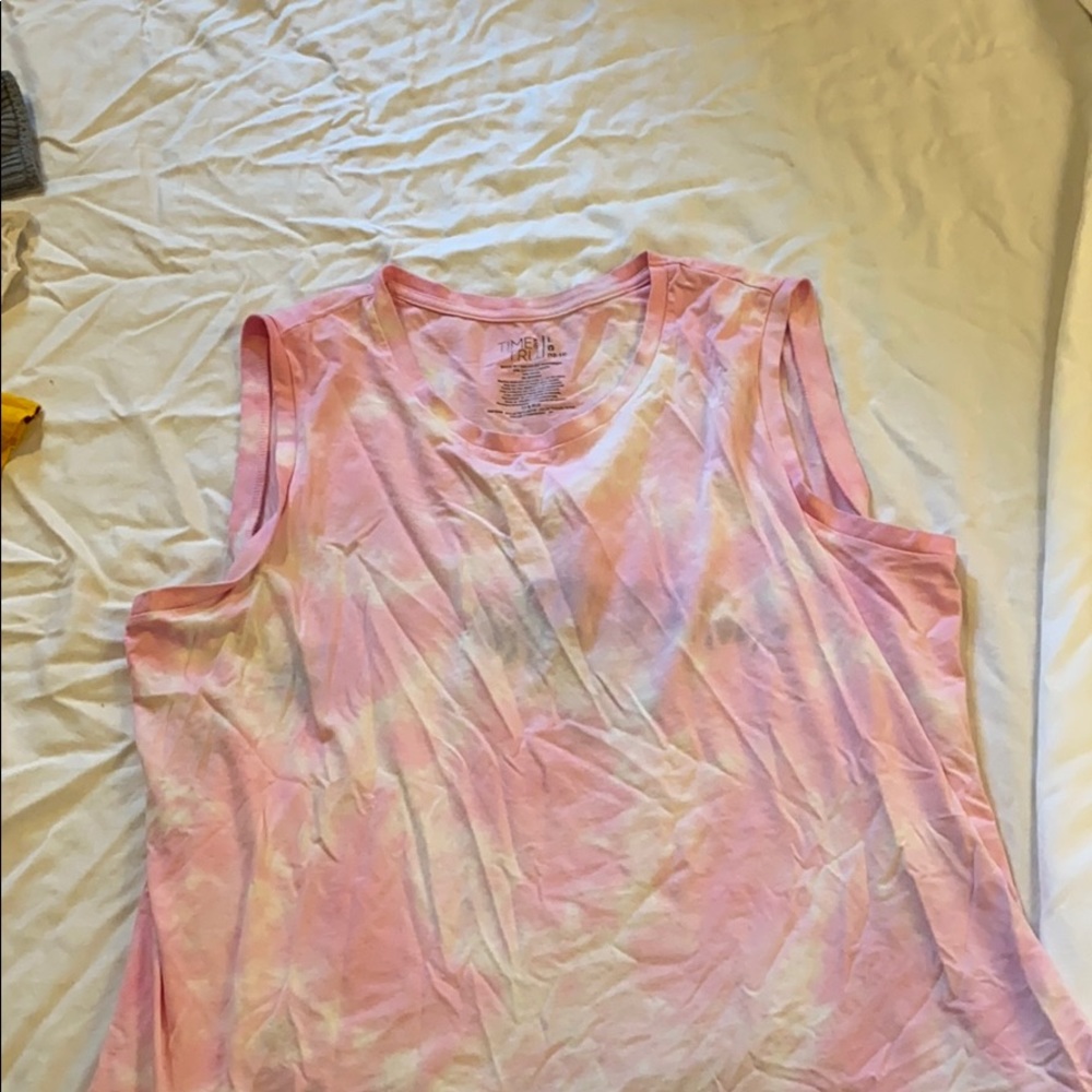 pink and white tie dye tank